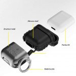 Wholesale Metallic Design Heavy Duty with Silicone Cover Skin for Airpod Charging Case (Silver Black)